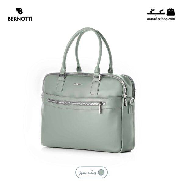 کیف اداری کد TB-6422 برند برنوتی رنگ سبز از جلو محصول ( Bernotti tb-6422 )