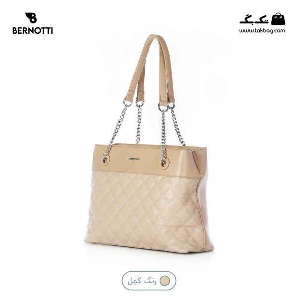 کیف رو دوشی کد TB-6414 برند برنوتی رنگ کرم از جلو محصول ( Bernotti tb-6414 )