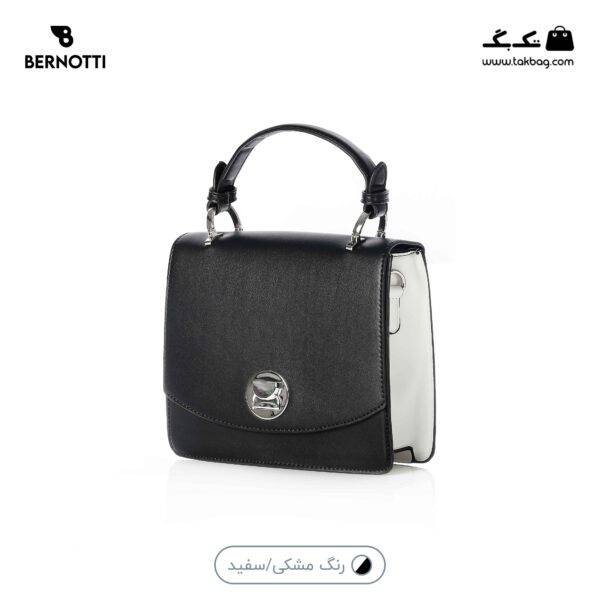 کیف کراس بادی کد TB-6420 برند برنوتی رنگ مشکی / سفید روشن از جلو محصول( Bernotti tb-6420 )