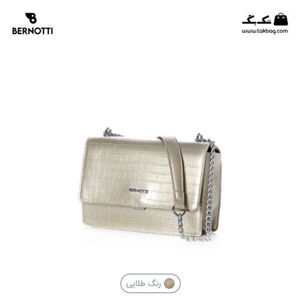 کیف دوشی کد TB-6423 برند برنوتی رنگ طلایی از جلو محصول ( Bernotti tb-6423 )